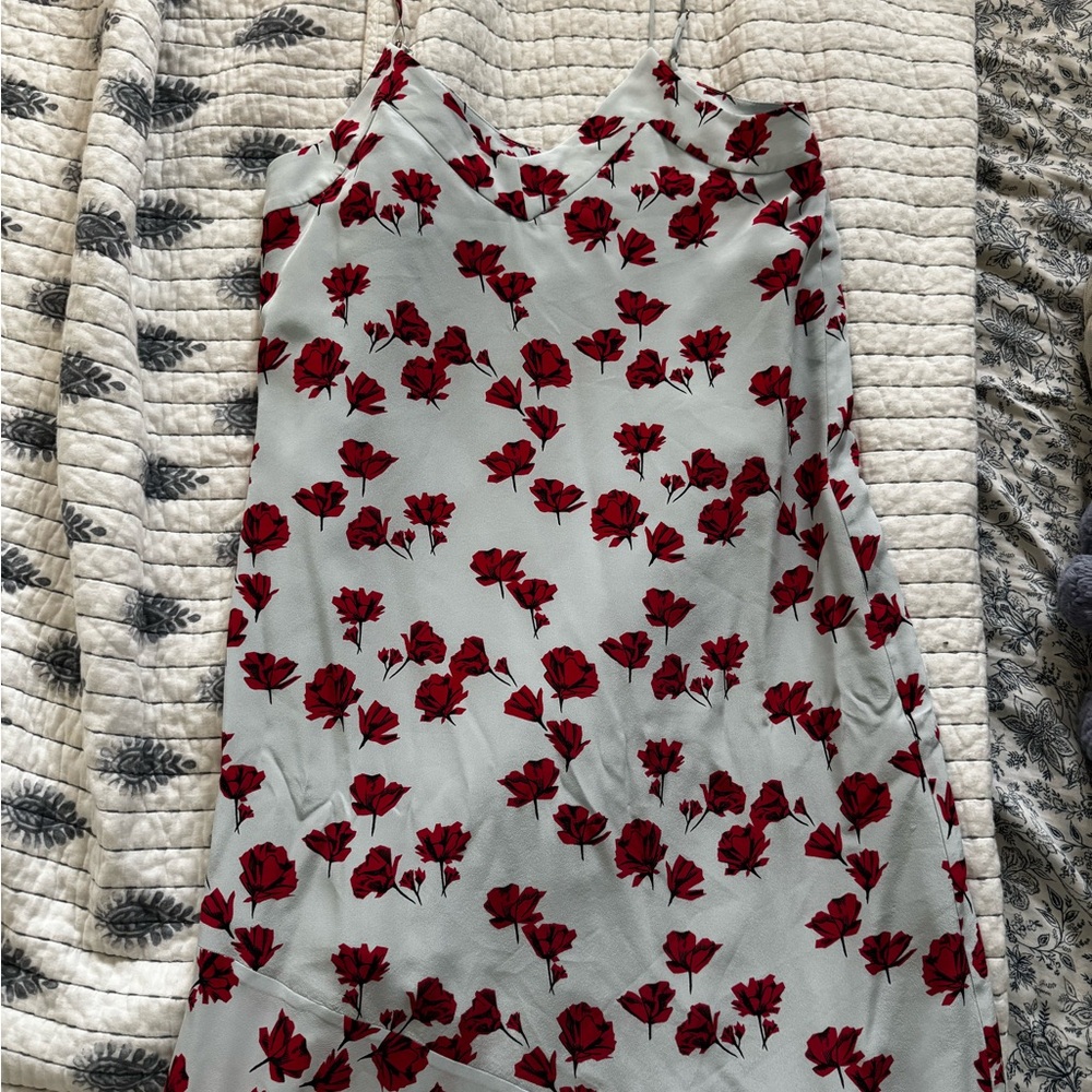 Equipment Femme Dress with Red Floral Design